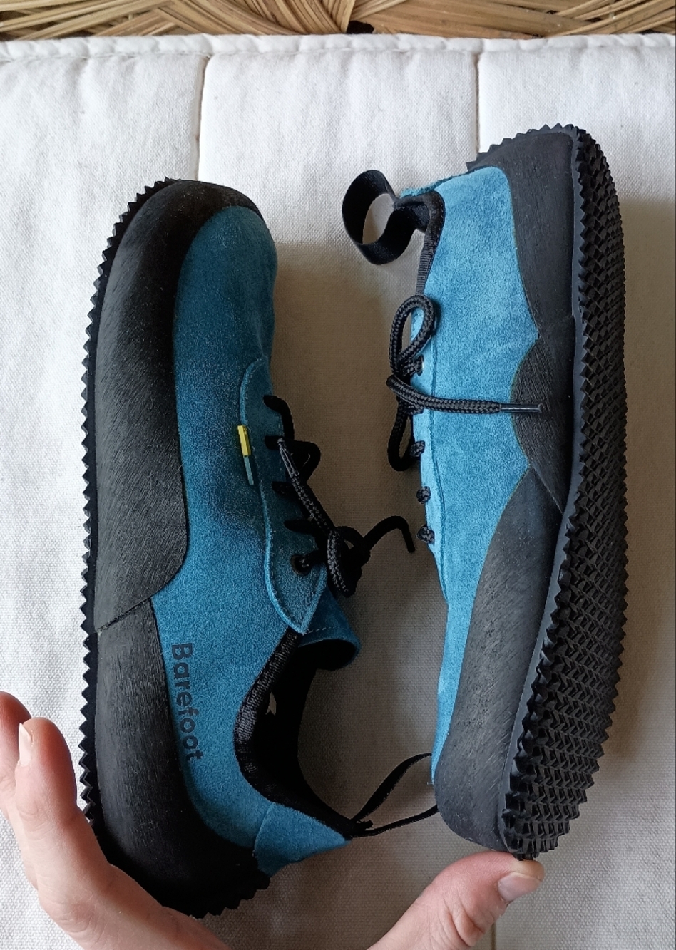 Be Lenka Blue Suede Leather Barefoot Lace-Up Shoes_7 - Picture 6 of 7